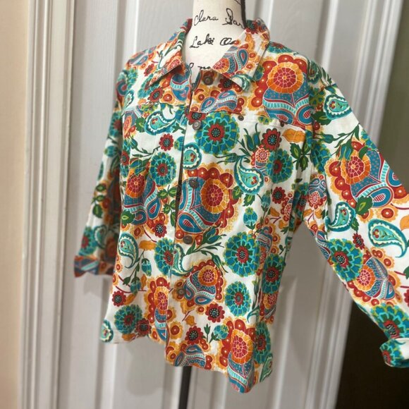 PSYCHEDELIC PAISLEY 60’STYLE JACKET HIPPIE SUMMER OF LOVE VISUAL FEAST OF PRINT - Picture 1 of 15